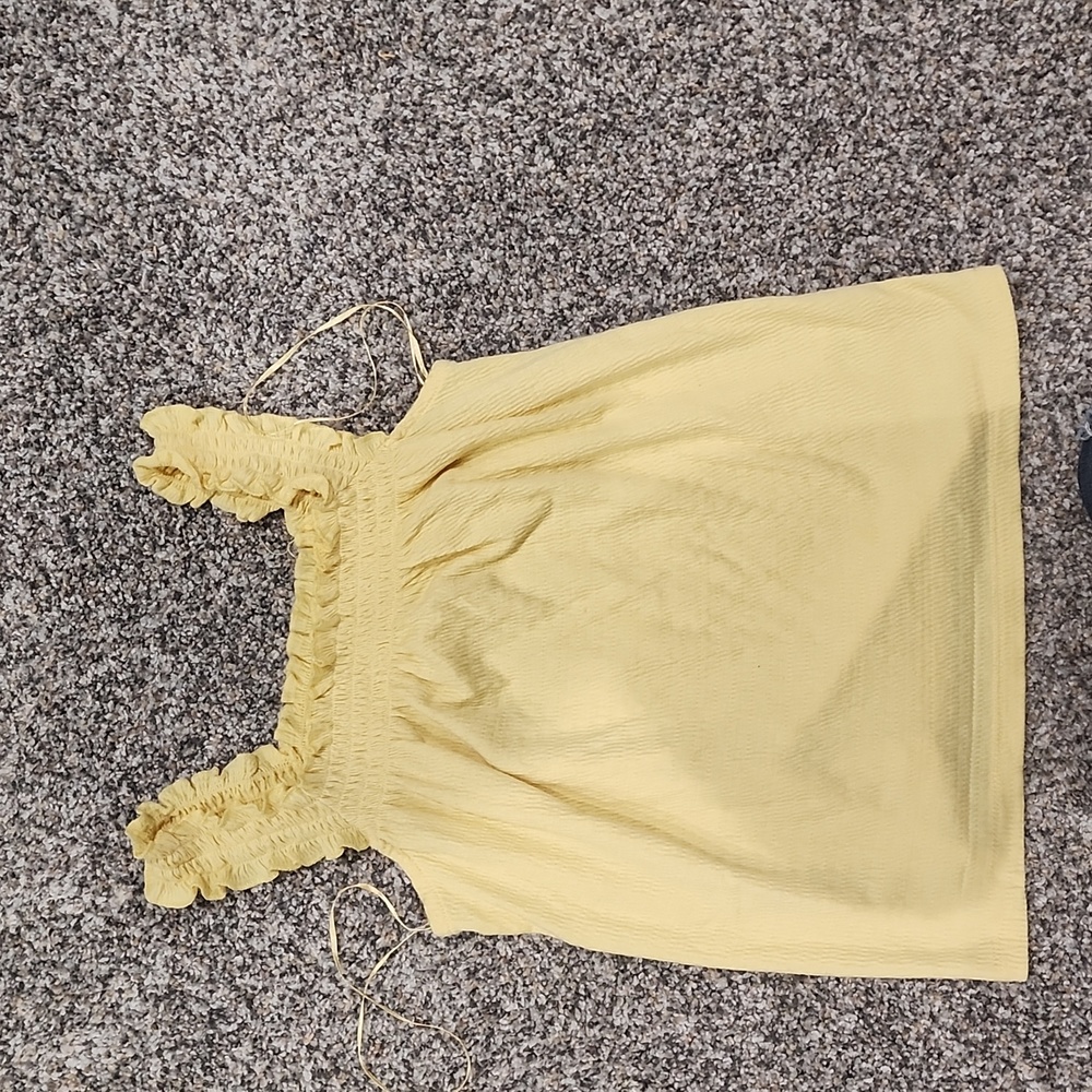 Yellow square neck tank top